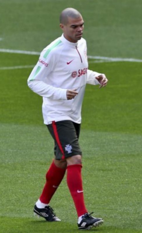 Pepe, durante el entrenamiento del jueves en Lisboa.