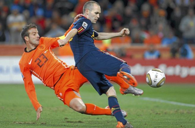 Iniesta, en la accin del gol de la final de la Copa del Mundo 2010.