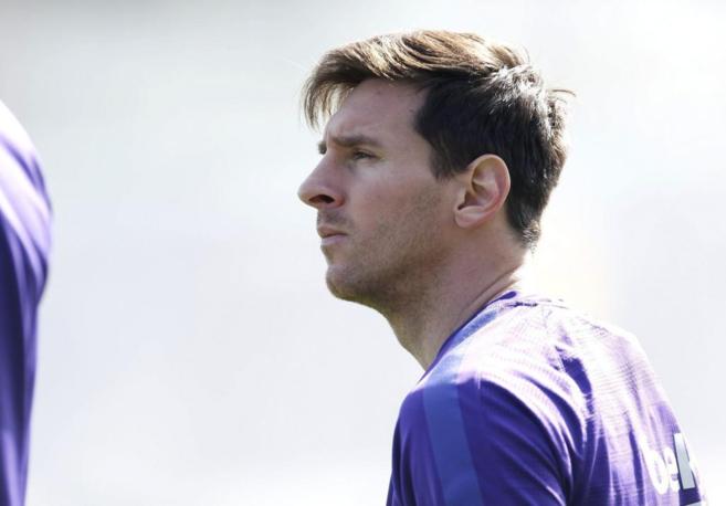 Leo Messi, durante un entrenamiento con el Barcelona.