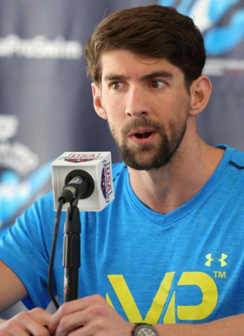 Michael Phelps durante la rueda de prensa de este jueves en Mesa...