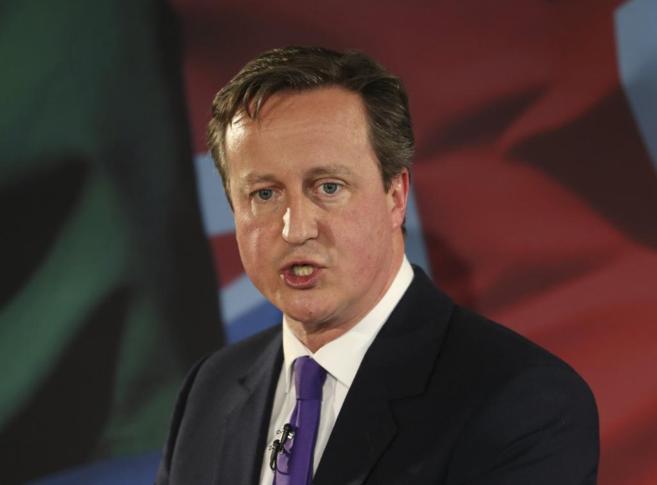 El primer ministro británico David Cameron durante el lanzamiento de...