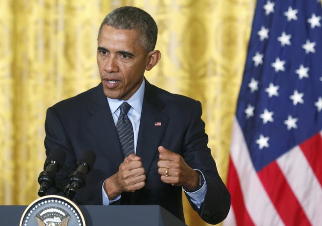 El presidente de los EEUU, Barack Obama, durante la rueda de prensa.