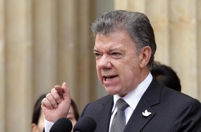 El presidente de Colombia Juan Manuel Santos durante su intervencin...