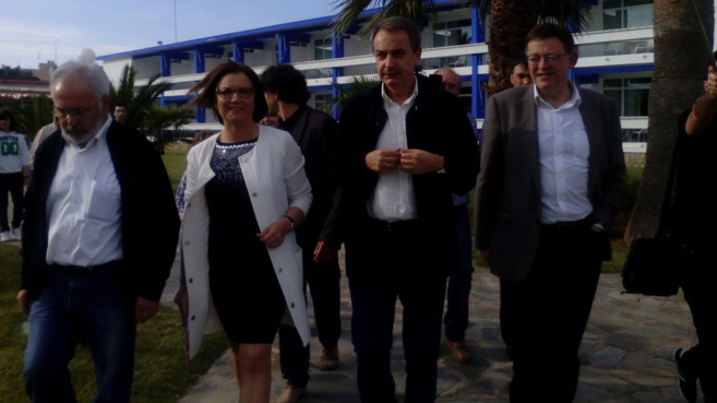 Jos Luis Rodrguez Zapatero junto a Ximo Puig y la candidata del...