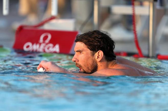 Michael Phelps, tras acabar una prueba en las Series Arena Pro Swim.