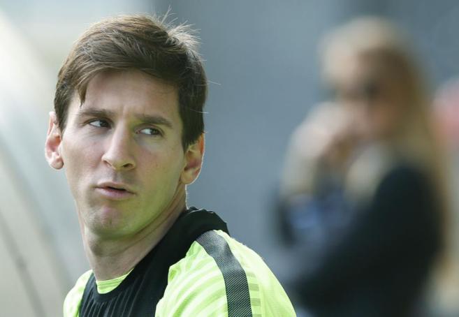 Messi en el tlimo entrenamiento con el Barcelona.