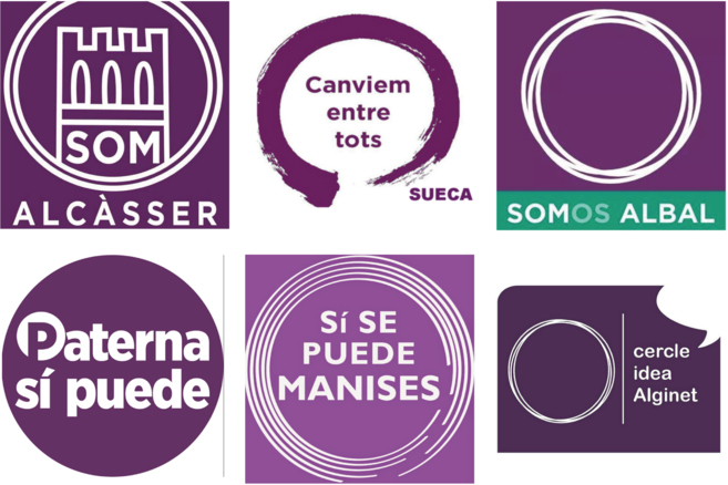 Algunos de los logos que utilizarn los crculos de Podemos en la...