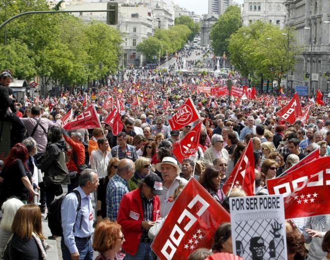 Imagen de una parte de la manifestacin del Primero de Mayo celebrada...