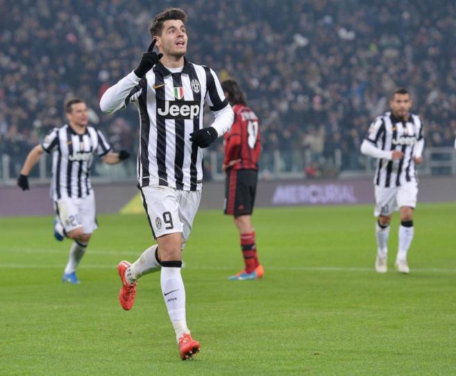 lvaro Morata celebra un gol frente al Milan.