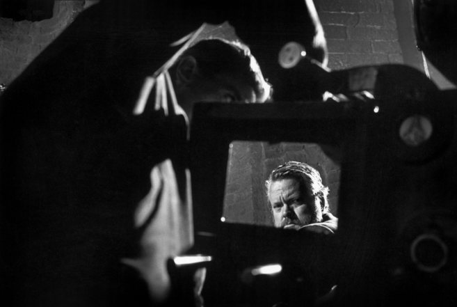 Orson Welles en un momento del rodaje de 'Campanadas a...