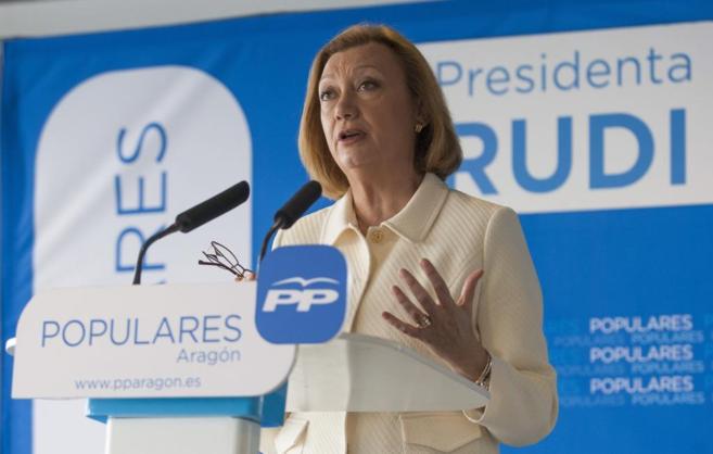 La presidenta aragonesa y candidata del PP, Luisa Fernanda Rudi, este...
