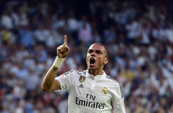 Pepe, tras marcar el primero de los goles del Madrid.