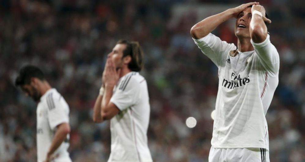 Cristiano, Bale e Isco, tras una ocasin fallada ante el Valencia.