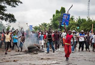 Protestas contra el presidente en Bujumbura esta maana.