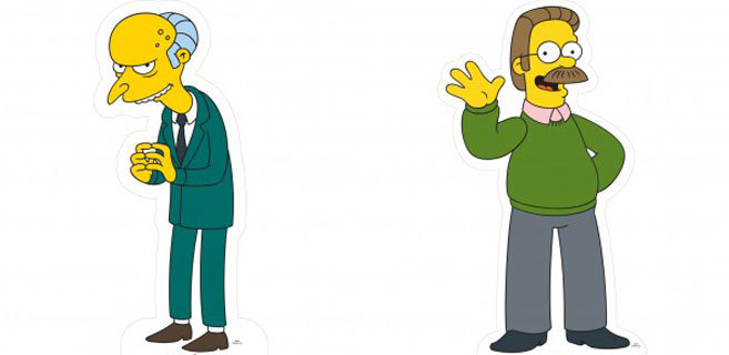 El Seor Burns y Ned Flanders, dos de los personajes a los que pone...