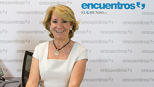 Esperanza Aguirre, en la sede de El Mundo.