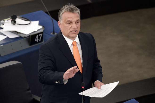 El primer ministro hngaro, Viktor Orban, durante su intervencin en...