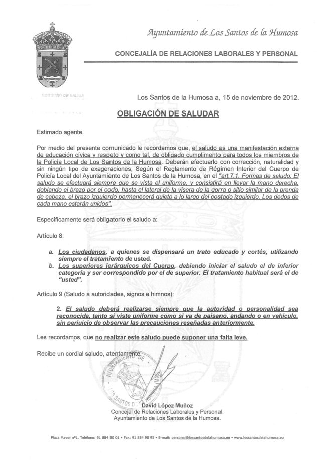 Documento del Ayuntamiento de Los Santos de la Humosa donde se recoge...