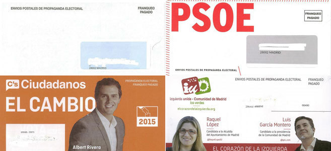 De arriba abajo y de izda. a dcha: los sobres electorales de...