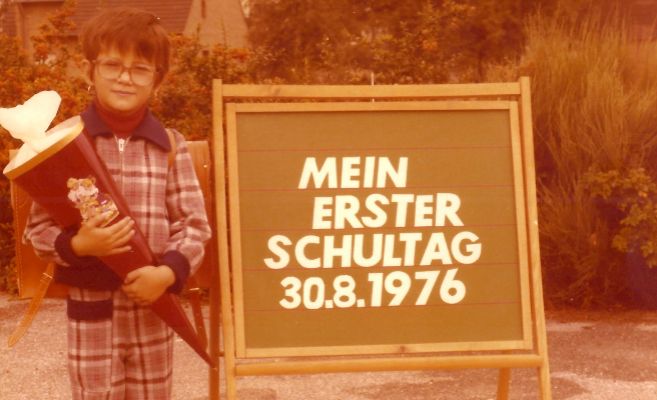 Mnica Oltra, en su primer da de colegio en Alemania.