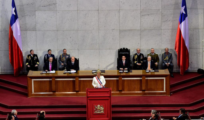 Michelle Bachelet, presidenta de Chile, en el Congreso Nacional