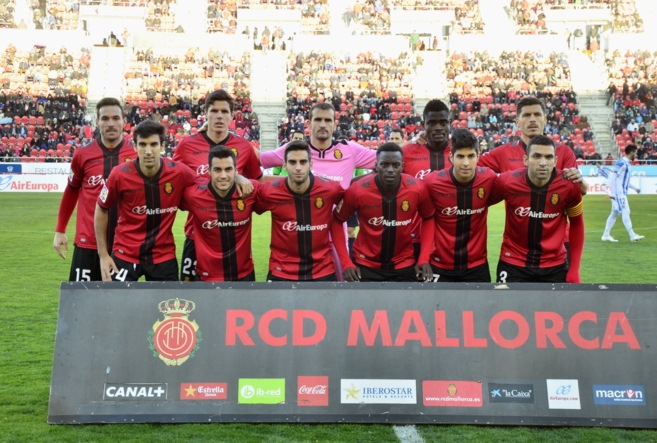 Alineacin del Mallorca durante un partido de Liga de esta temporada.