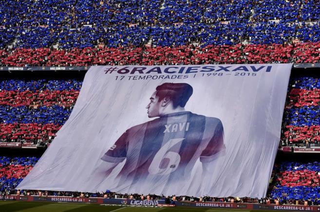 Pancarta desplegada en el Camp Nou por la aficin azulgrana