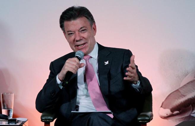 El presidente de Colombia, Juan Manuel Santos, ayer, en un acto...
