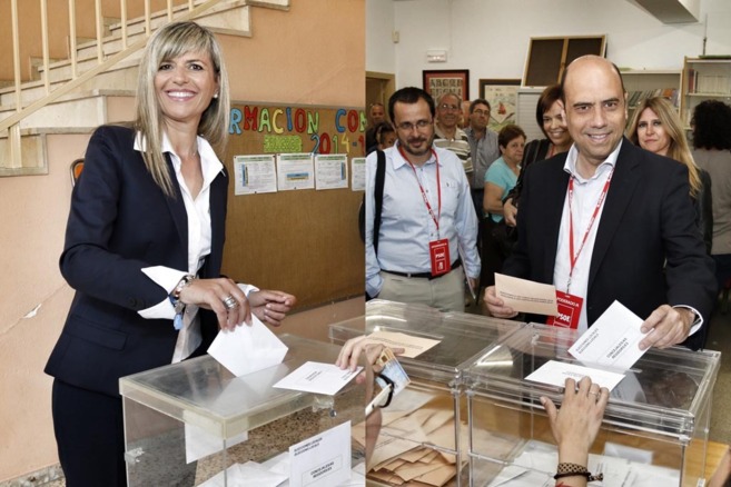 La candidata del PP, Asuncin Snchez Zaplana (i) y el del PSOE,...