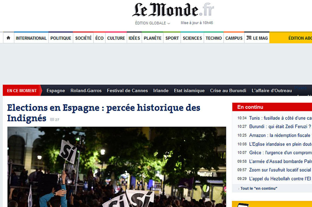 Le Monde destaca el sesmo poltico en Espaa. 'El bipartidismo,...