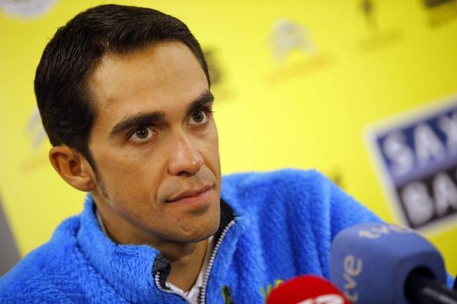 Alberto Contador durante la rueda de prensa.