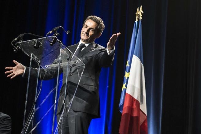 El ex presidente Nicolas Sarkozy, lder de la UMP, en un mitn en...