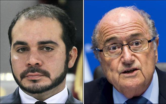 El prncipe jordano, Ali bin al-Hussein, y Joseph Blatter.