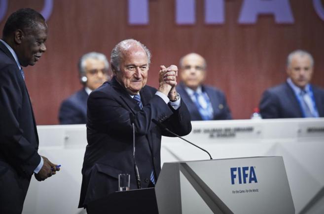 Joseph Blatter, tras ser reelegido como presidente de la FIFA.
