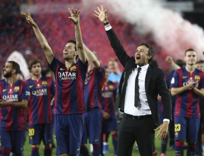 El entrenador del Barcelona, Luis Enrique, en la celebracin del...