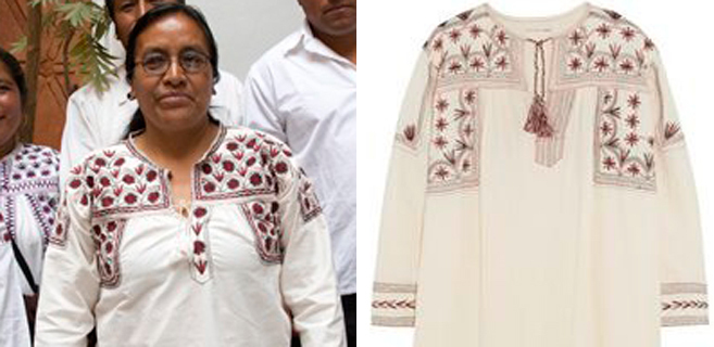 Comparación entre la blusa  indígena y la de Marant.
