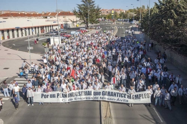 Manifestacin de los trabajadores de Nissan vila en octubre de 2014
