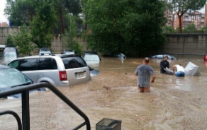 La comisara de Ciudad Lineal, en Madrid, inundada.