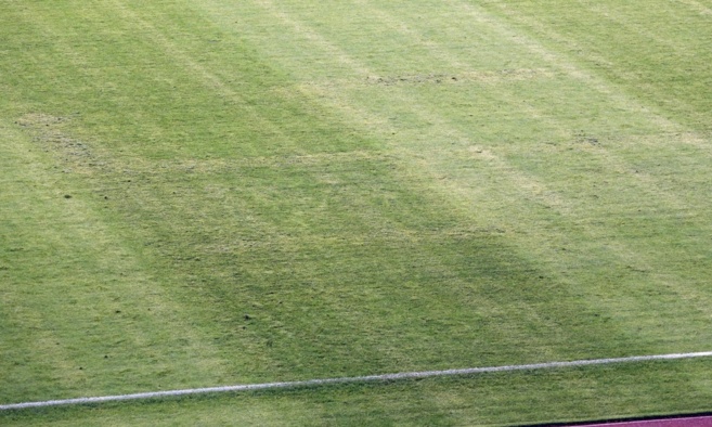Imagen del estadio Poljud de Split, con la esvstica en el csped.