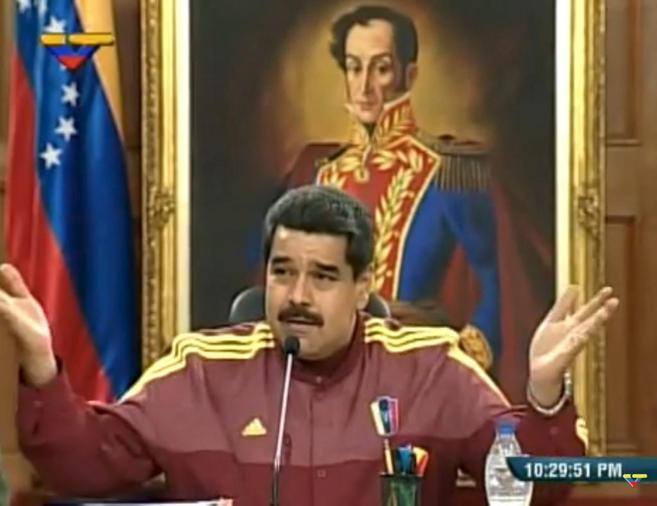 Discurso televisado de Nicols Maduro, presidente de Venezuela.