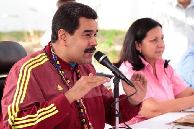 El presidente venezolano, Nicols Maduro, durante un acto popular la...