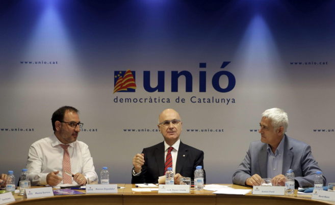 El presidente de UDC Duran Lleida, durante una reunión de la...