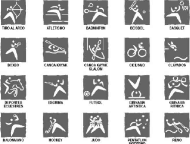 Logos de los diferentes deportes que se realizan en los Juegos...