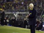 Colombia's head coach Jose Pekerman gives instructions to his...