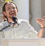 El secretario general de Podemos, Pablo Iglesias, durante su...