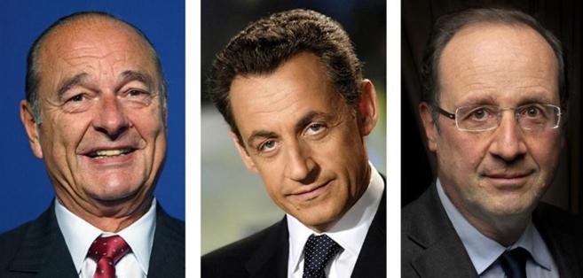 Jacques Chirac, Nicolas Sarkozy y Franois Hollande, los tres...