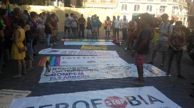Momento de la manifestacin celebrada esta tarde en la Plaza de Cort.