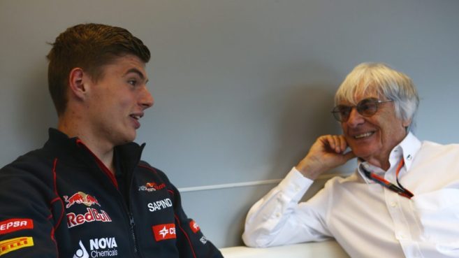 Ecclestone (izquierda) junto a Max Verstappen