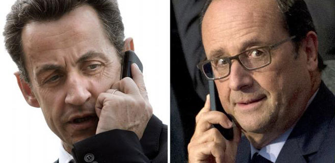 El ex presidente francs, Nicolas Sarkozy, y el actual presidente,...