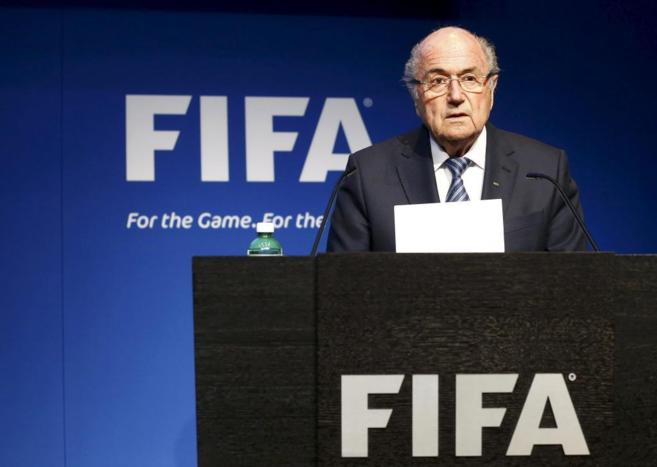 Blatter en una conferencia de la FIFA